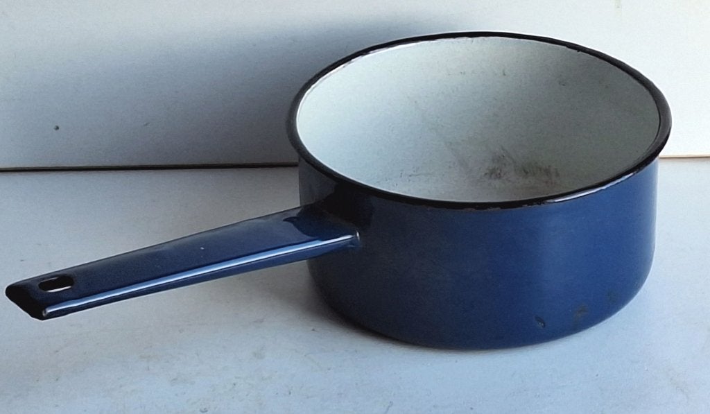 Joli ancien poêlon émaillé bleu, Antiek en Kunst, Antiek | Email, Ophalen of Verzenden