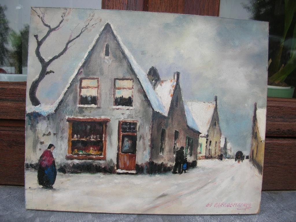 GESIGNEERD DOOR /BAERDEMAEKER EEN BESNEEUWD LANDSCHAP, Ophalen of Verzenden