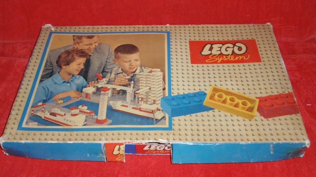 Oude vintage doos Lego system 700/1 met bouw blokjes, Lego, Utilisé, Autres types, Enlèvement ou Envoi