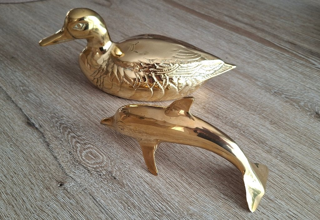 Canard et dauphin de décoration en cuivre, Enlèvement, Cuivre