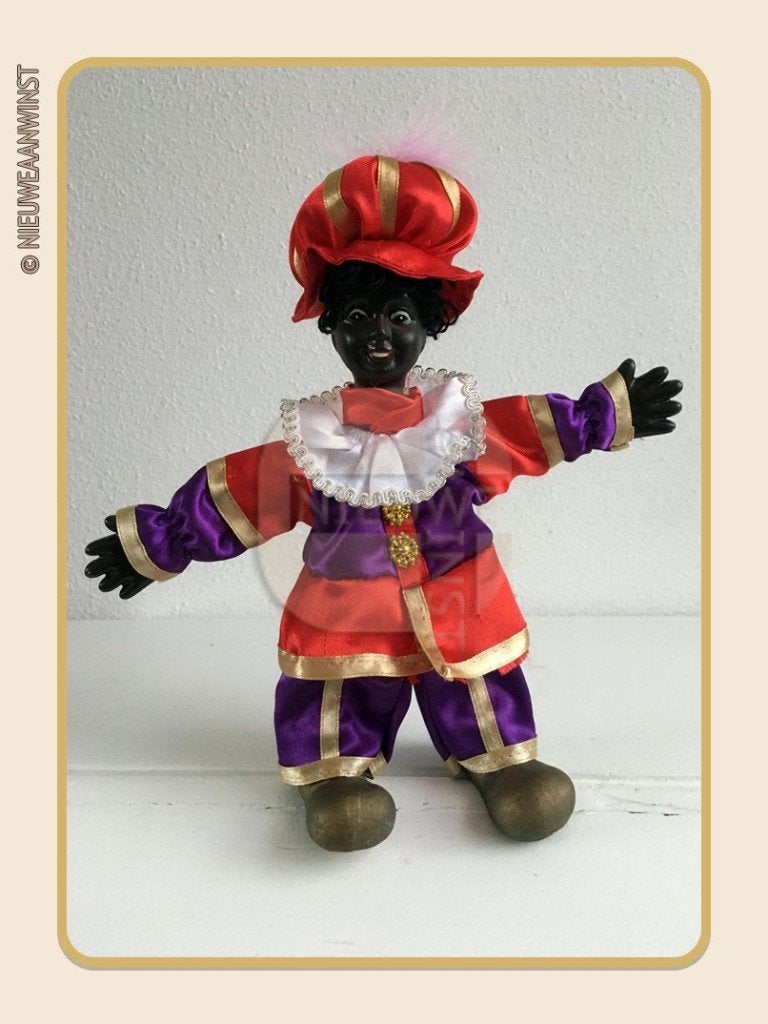 Nostalgische etalage Piet pop - paars/rood/goud - 22cm, Verzenden, Gebruikt