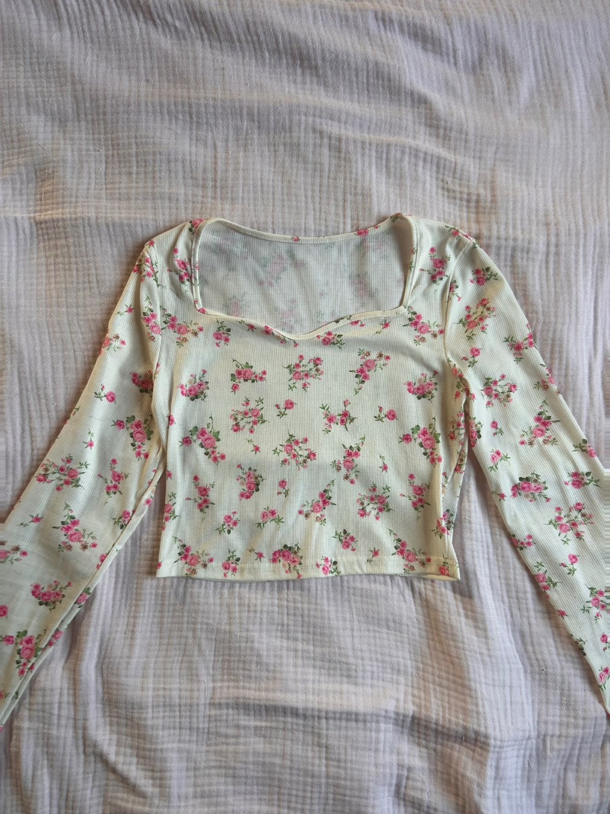 Wit bloementjes topje, Kleding | Dames, Wit, Maat 42/44 (L), Ophalen of Verzenden, Lange mouw