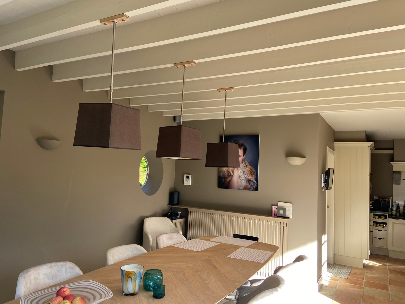 Strakke zwarte hanglampen ( 3 stuks), Antiek en Kunst, Ophalen