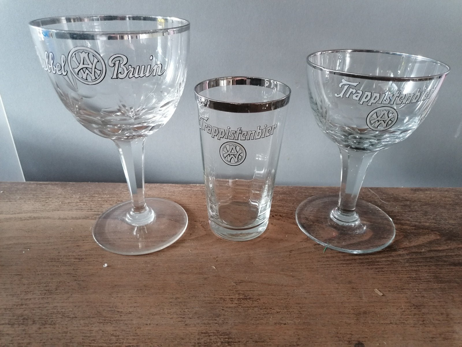 3 oude verschillende trappist Westmalle glazen, Verzamelen, Ophalen of Verzenden