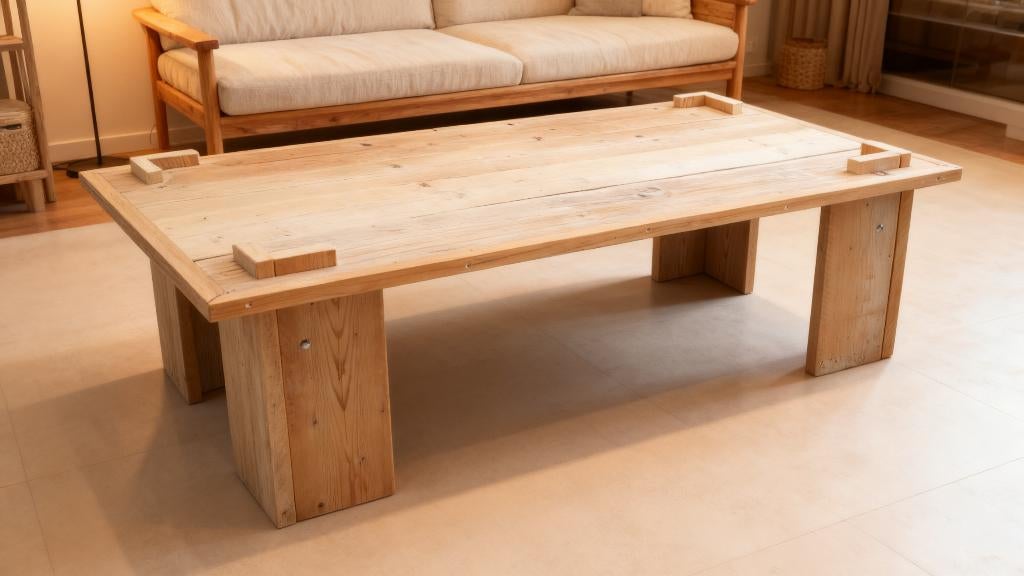 unieke zelfbouw salontafel, Ophalen, Gebruikt, 50 tot 100 cm, 150 tot 200 cm