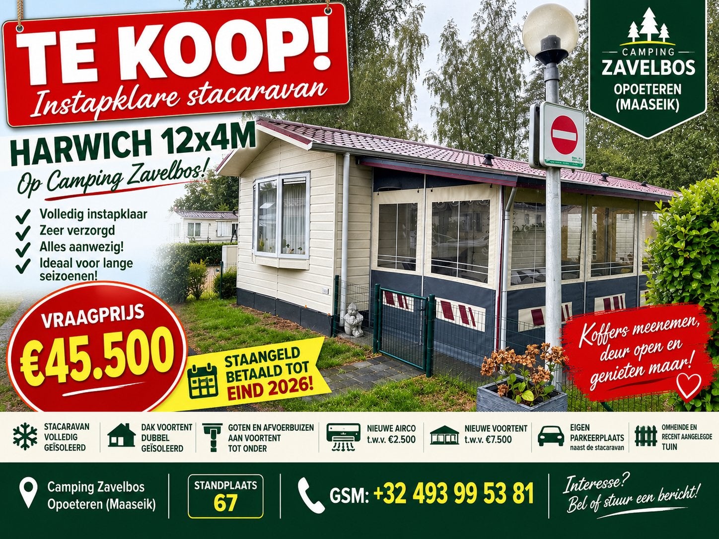 HARWICH STACARAVAN 12x4M ZAVELBOS INSTAPKLAAR  €45.500, Tot en met 2