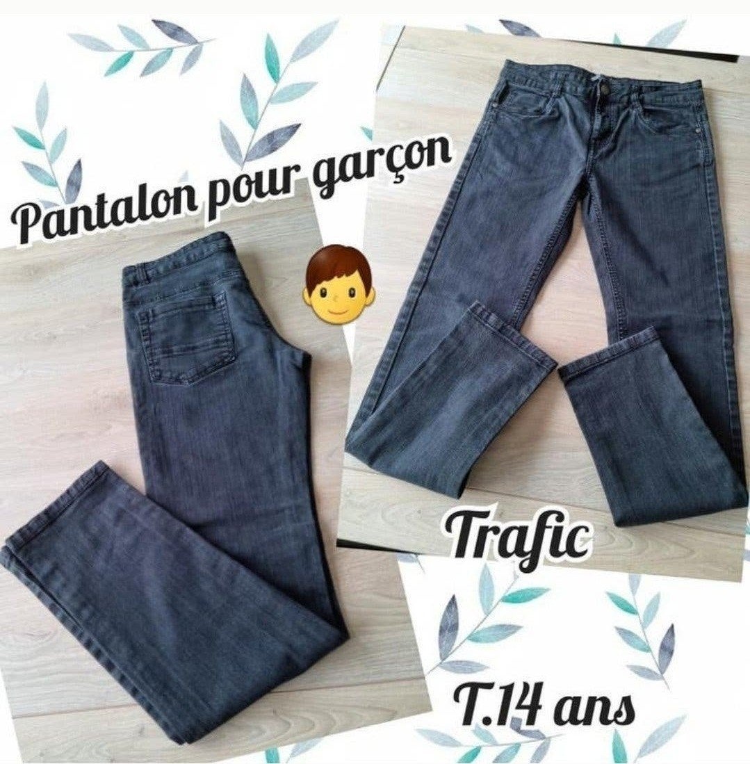 Pantalon pour garçon -gris-Trafic-T.14 ans, Pantalon, Garçon, Enlèvement ou Envoi, Utilisé