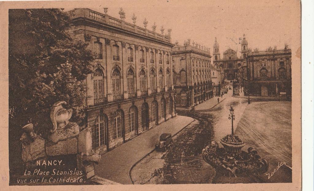 NANCY -  Stanislas Plaats + Zicht op Kathedraal, Verzenden, Gelopen, Frankrijk
