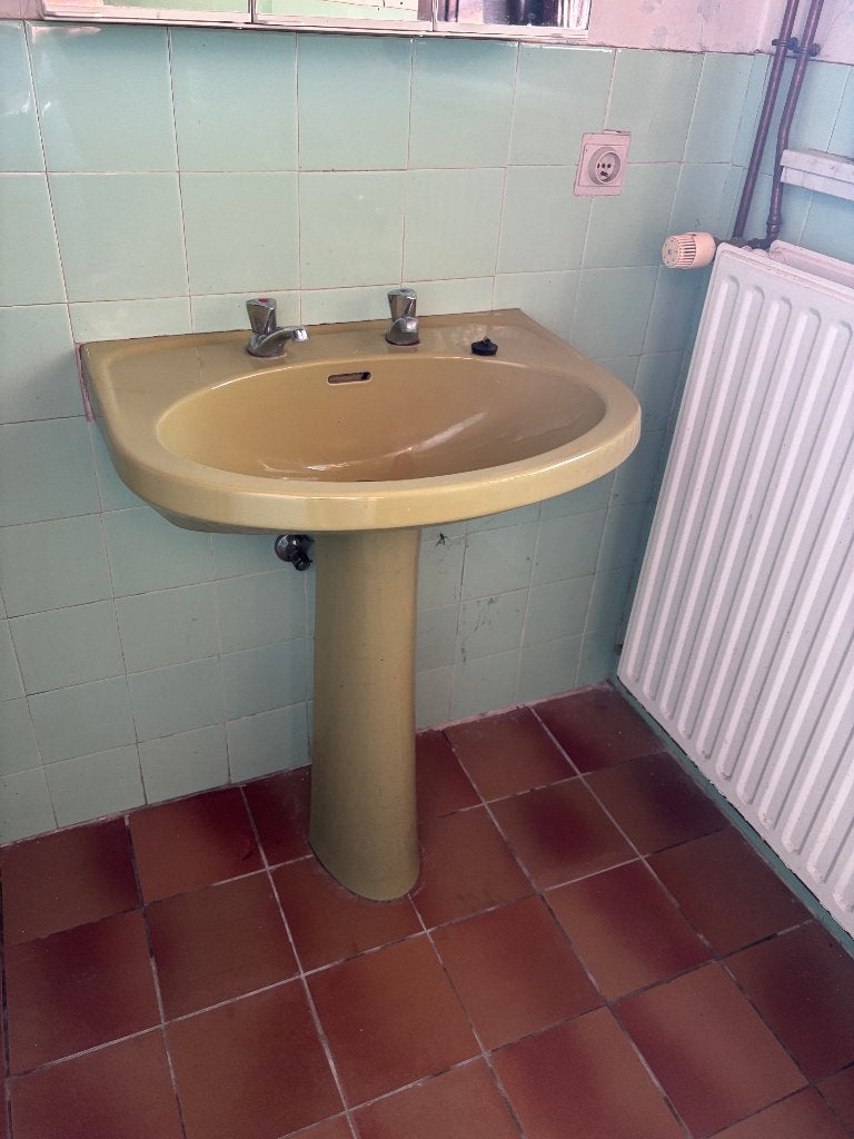 Vintage Ideal Standard wastafel met zuil, Doe-het-zelf en Bouw, Sanitair, Ophalen, Wastafel