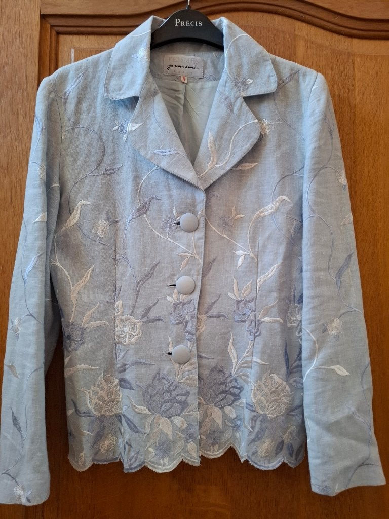 tweestuks/ tailleur in linnen, Kleding | Dames, ANDERE, Kostuum of Pak, Blauw, Ophalen of Verzenden