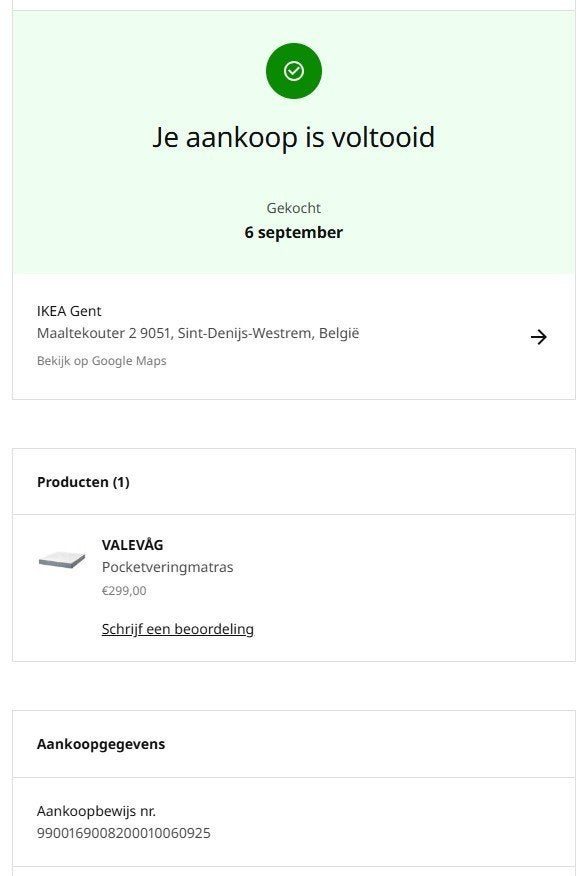 Ikea matras Valevag 160 cm middelhard, Ophalen, Tweepersoons, Zo goed als nieuw, Matras