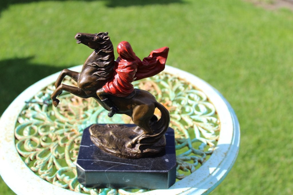 le cavalier sur cheval cabré bronze signé, BANKSY ., Antiquités & Art, Enlèvement ou Envoi, Bronze