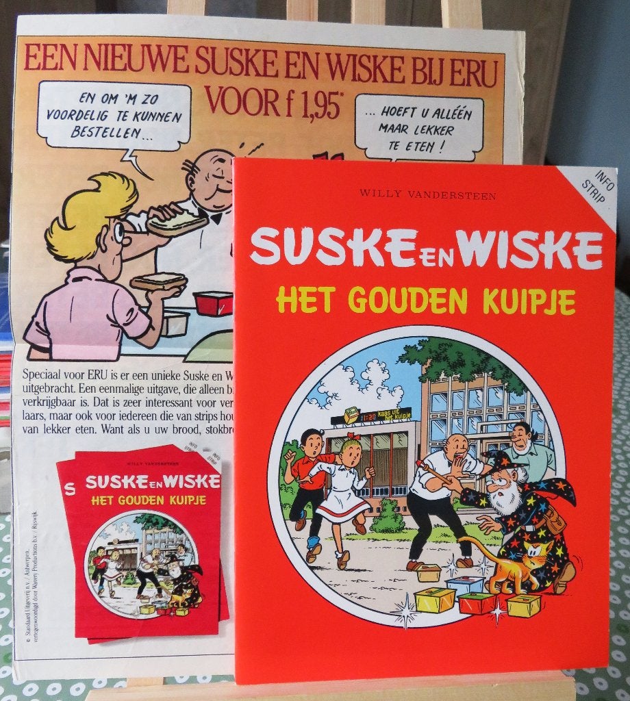 Suske en Wiske het gouden kuipje info strip met folder, Ophalen of Verzenden, Nieuw