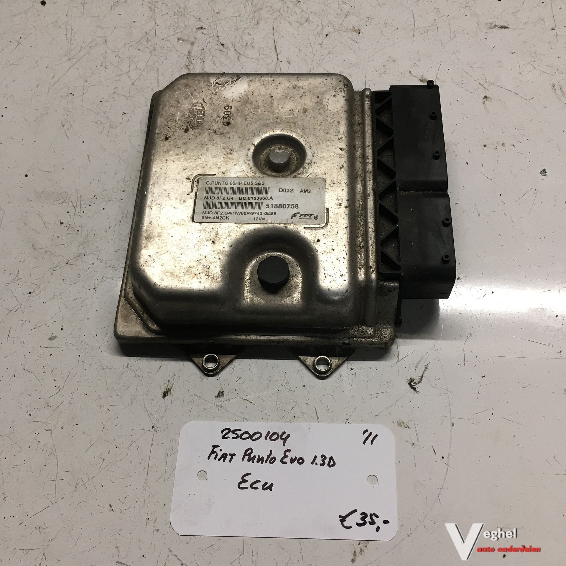 Fiat Punto Evo 5drs  1.3 Diesel 2011 2500104  ECU  51880758, -, Utilisé, -, -