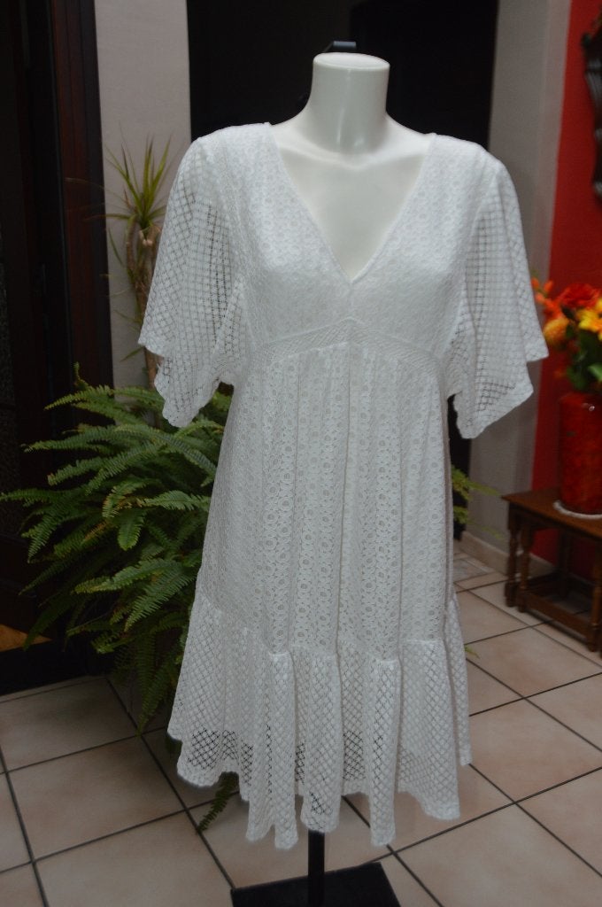 Robe trapèze "pimkie" en dentelle blanche Taille M comme 9!, Taille 38/40 (M), Enlèvement ou Envoi, Comme neuf, Pimkie