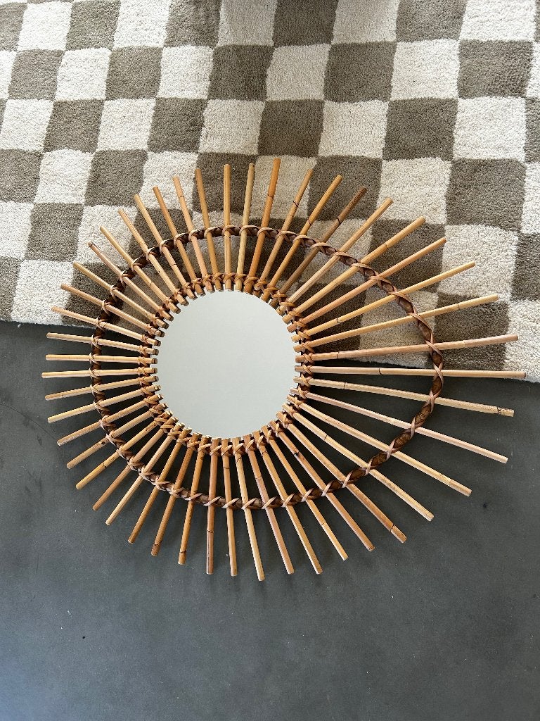Rotan spiegel, Moins de 100 cm, Comme neuf, Enlèvement, 50 à 75 cm