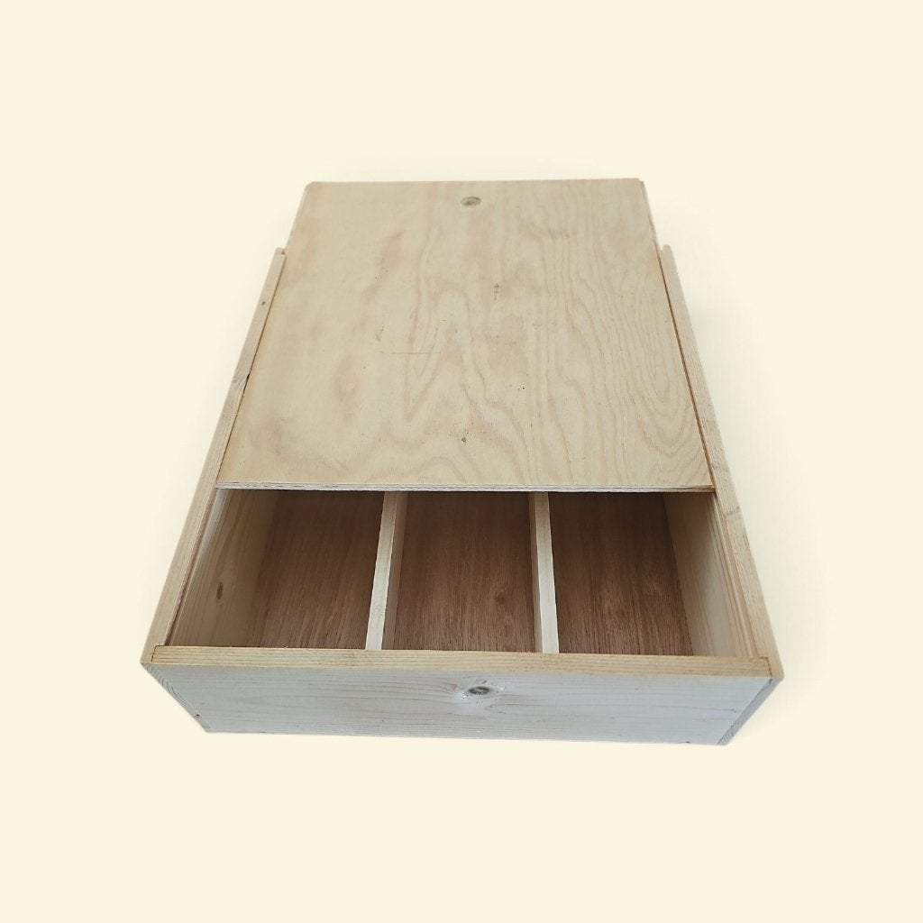 Houten wijnkistje voor 3 (Bordeaux) flessen, Ophalen of Verzenden, Nieuw, Wijnverpakking