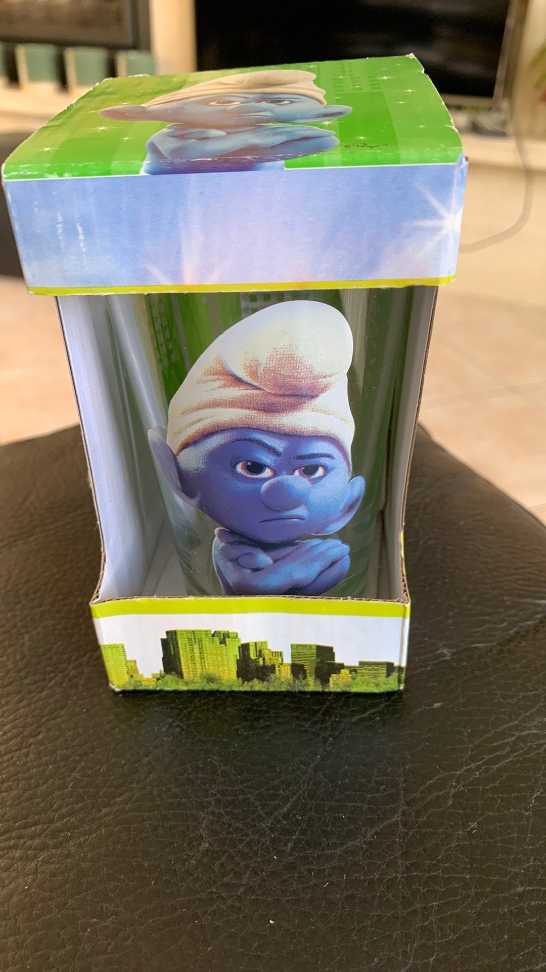 Smurf glas Moppersmurf in originele verpakking, Verzamelen, Ophalen, Zo goed als nieuw