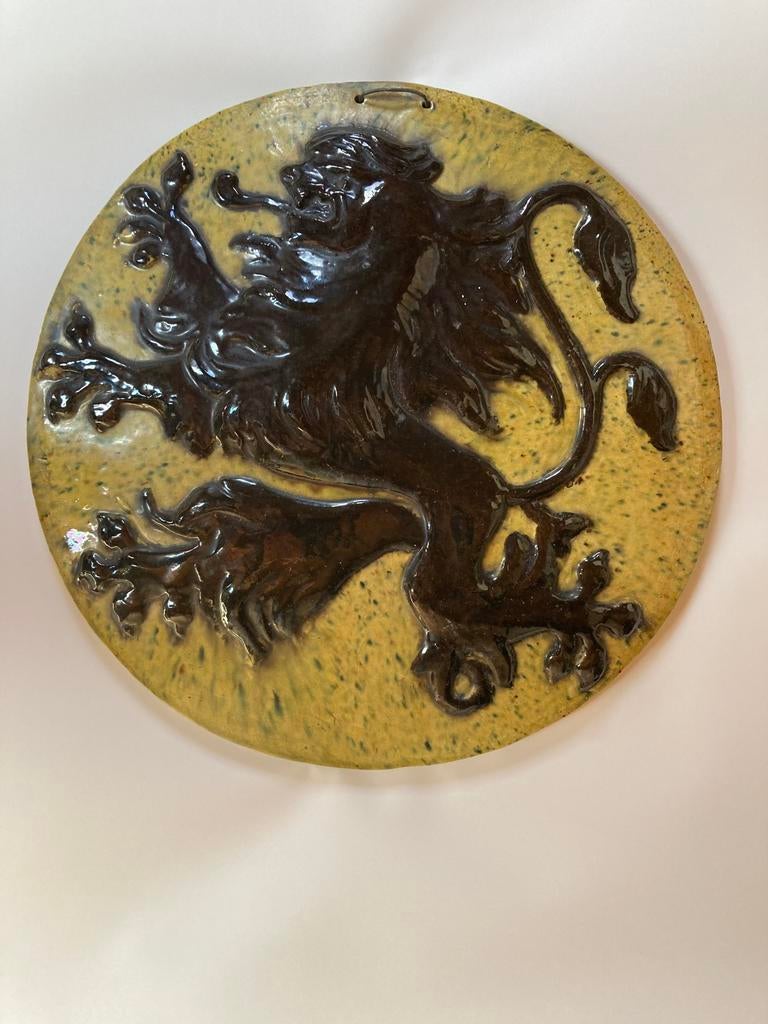 Rond bol keramieken schild Vlaams Aardewerk  1900-1930, Antiek en Kunst, Ophalen of Verzenden