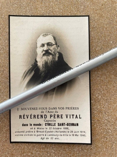 40-45 Pater Vital (C. Saint Germain)Watou en + MEI 1940, Verzamelen, Bidprentjes en Rouwkaarten, Ophalen of Verzenden, Bidprentje
