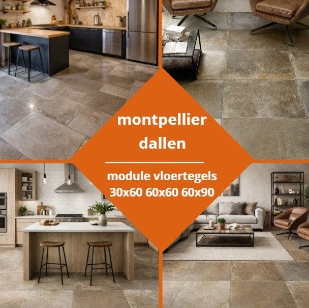 Keramische dallen modulaire plavuizen 30x60 60x60 60x90, Handgemaakt, Verzenden, Beige, 10 cm