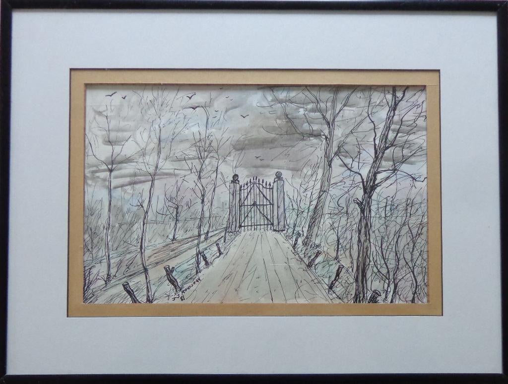 JEAN-JACQUES ROUSSEAU / KASTEELPOORT ORIGINEEL 31x41cm KADER, Enlèvement ou Envoi