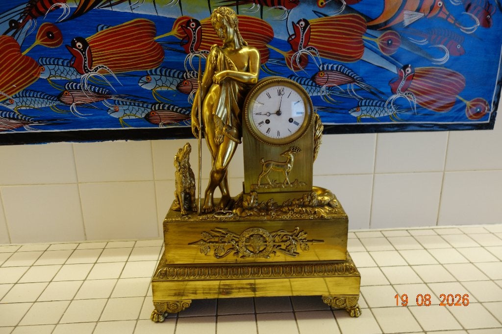 Antieke vergulde pendule, Antiek en Kunst, Ophalen