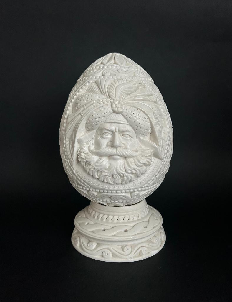 oud gesculpteerd ei deco mineraal meerschuim sepioliet, Verzamelen, Ophalen of Verzenden, Mineraal