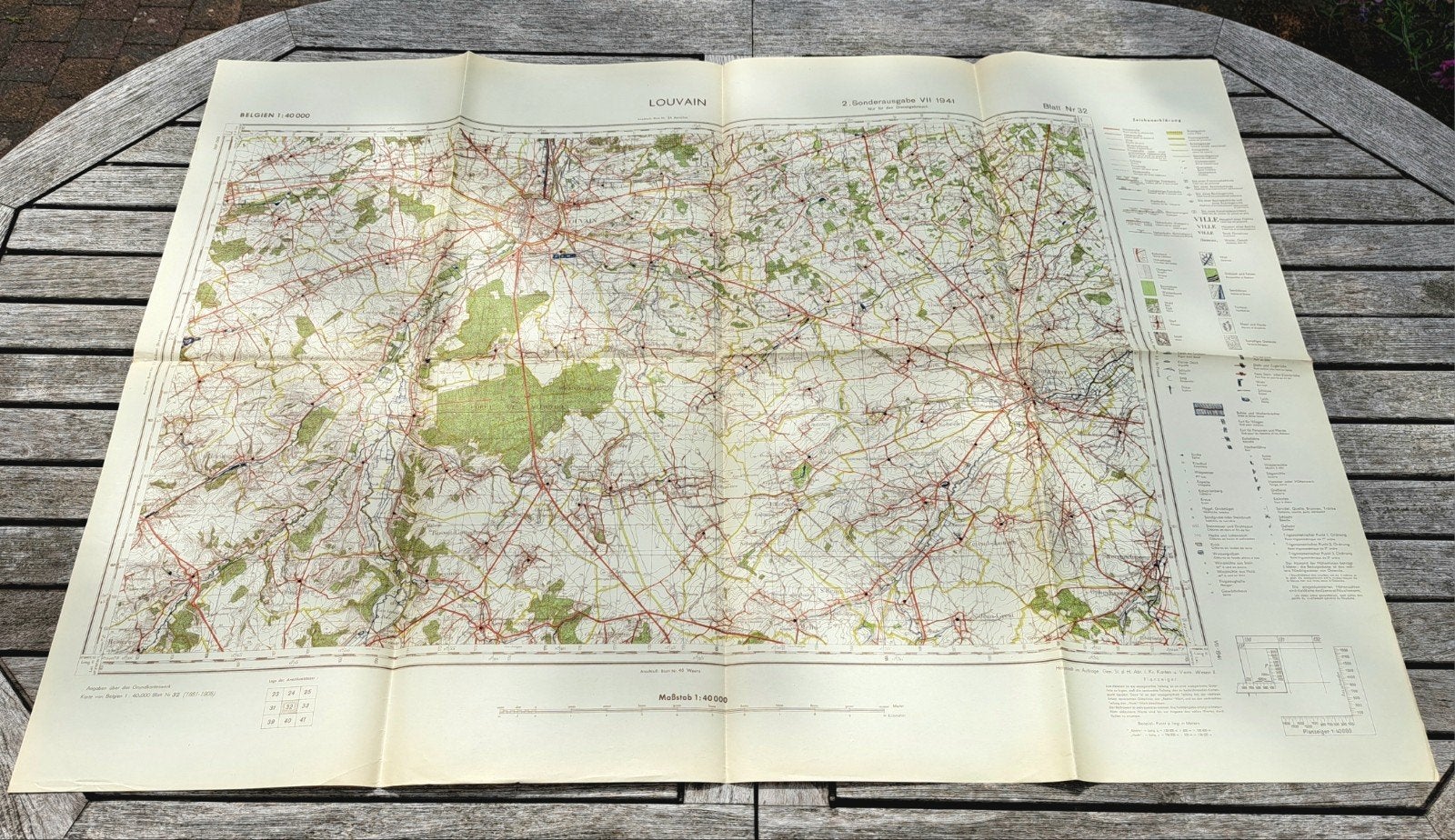 Carte Etat-Major allemande 1941 LOUVAIN TIRLEMONT, Collections, Enlèvement ou Envoi