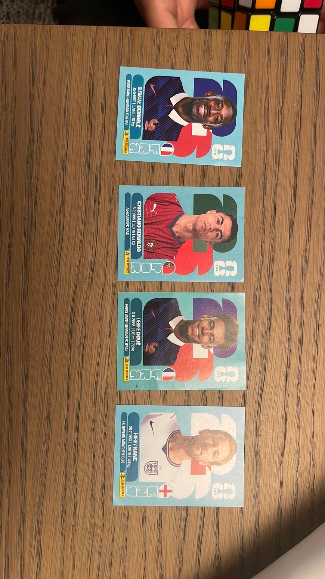 Ronaldo Dembele Harry Kane et Desire Doue cartes panini 2026, Collections, Enlèvement ou Envoi, Neuf, Cartes de joueur