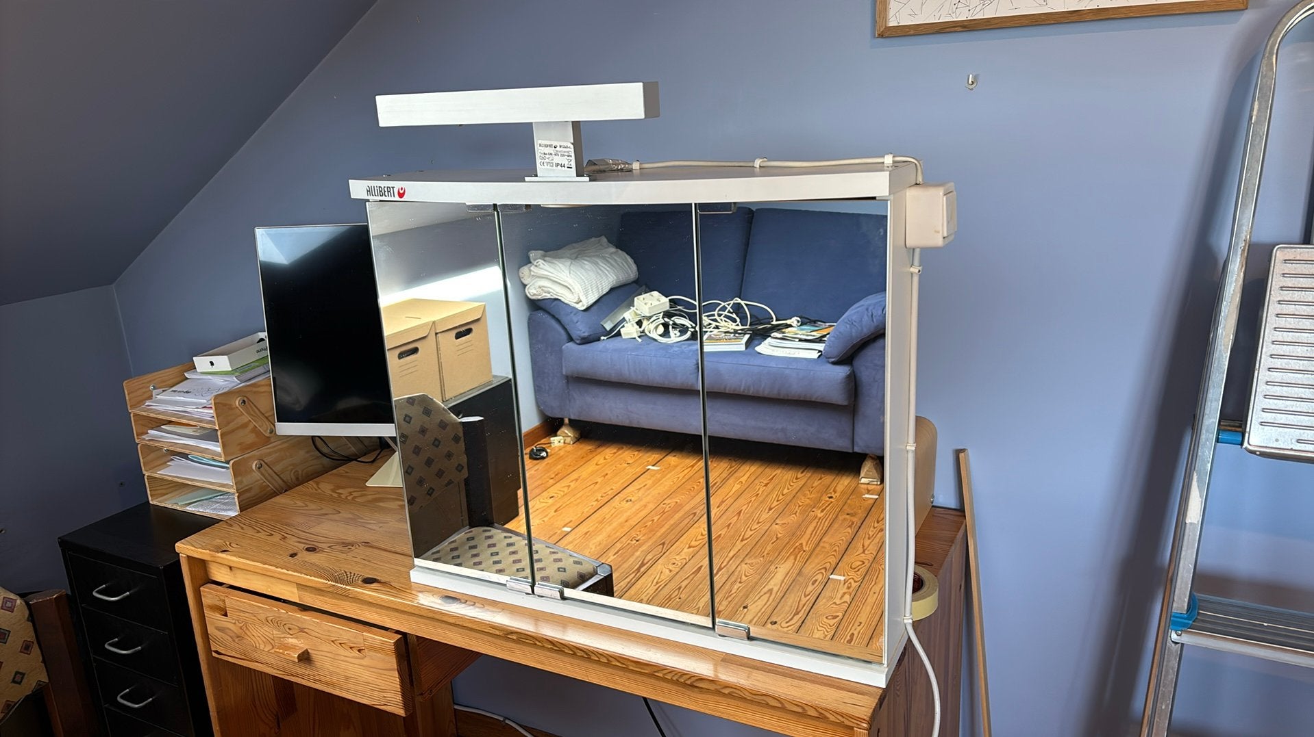 Badkamer kastje - wit - met spiegeldeuren, Ophalen, Spiegelkast, Nieuw, 50 tot 100 cm