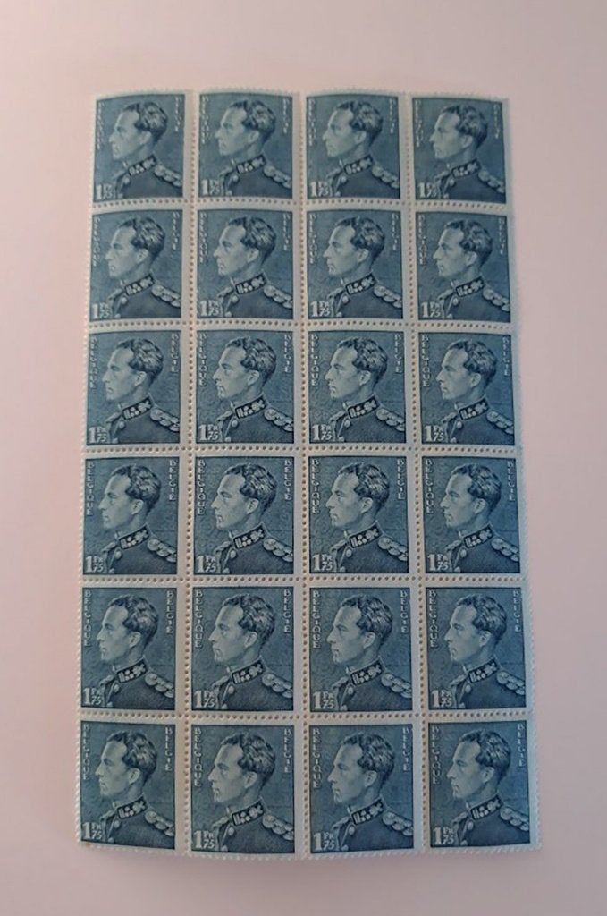 1936 Leopold III blok 24 zegels OPB430 Poortman blauw - MNH, Sans timbre, Neuf, Non oblitéré, Timbre-poste