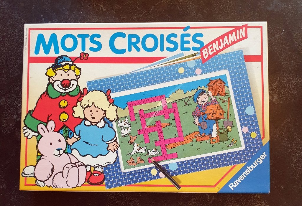 Mots Croisés Benjamin Ravensburger - Vintage '90 - Complet, Enlèvement ou Envoi, Comme neuf, Autres types