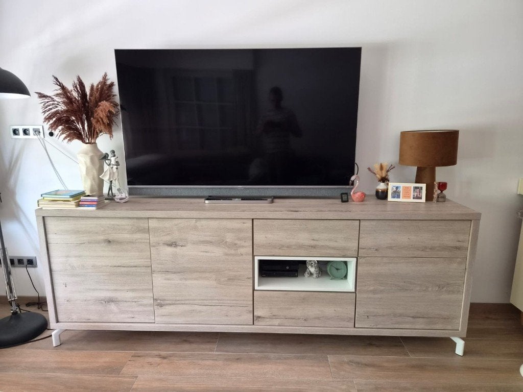 Lange living kast / TV-meubel, 243 CM breed, Huis en Inrichting, Ophalen, Gebruikt, Met lade(s), Scandinavisch