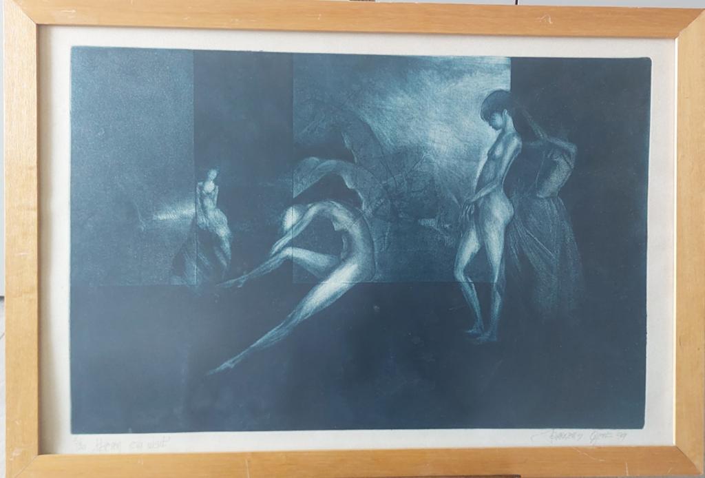Gravure monumentale originale « Le paradis peut attendre » —, Enlèvement ou Envoi, Eau-forte, Signé