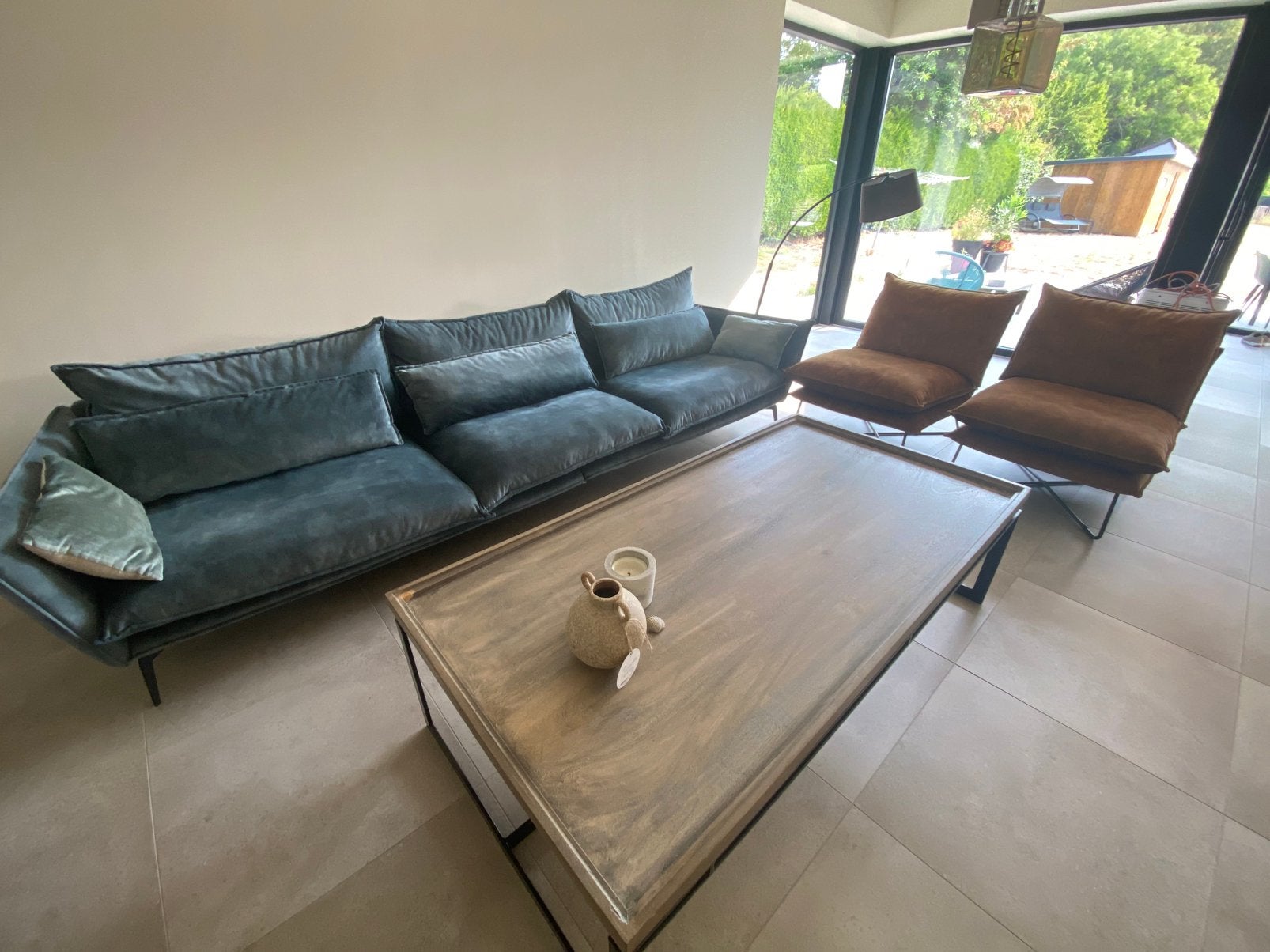 Zetel & 2 éénzit zetels, Maison & Meubles, Canapés | Salons, 250 à 300 cm, Banc droit, Enlèvement, Utilisé