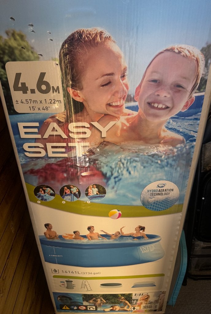 Intex zwembad easy set 4,6m met zandfilterpomp en ladder, Rond, Zo goed als nieuw, Ophalen, 120 cm of meer