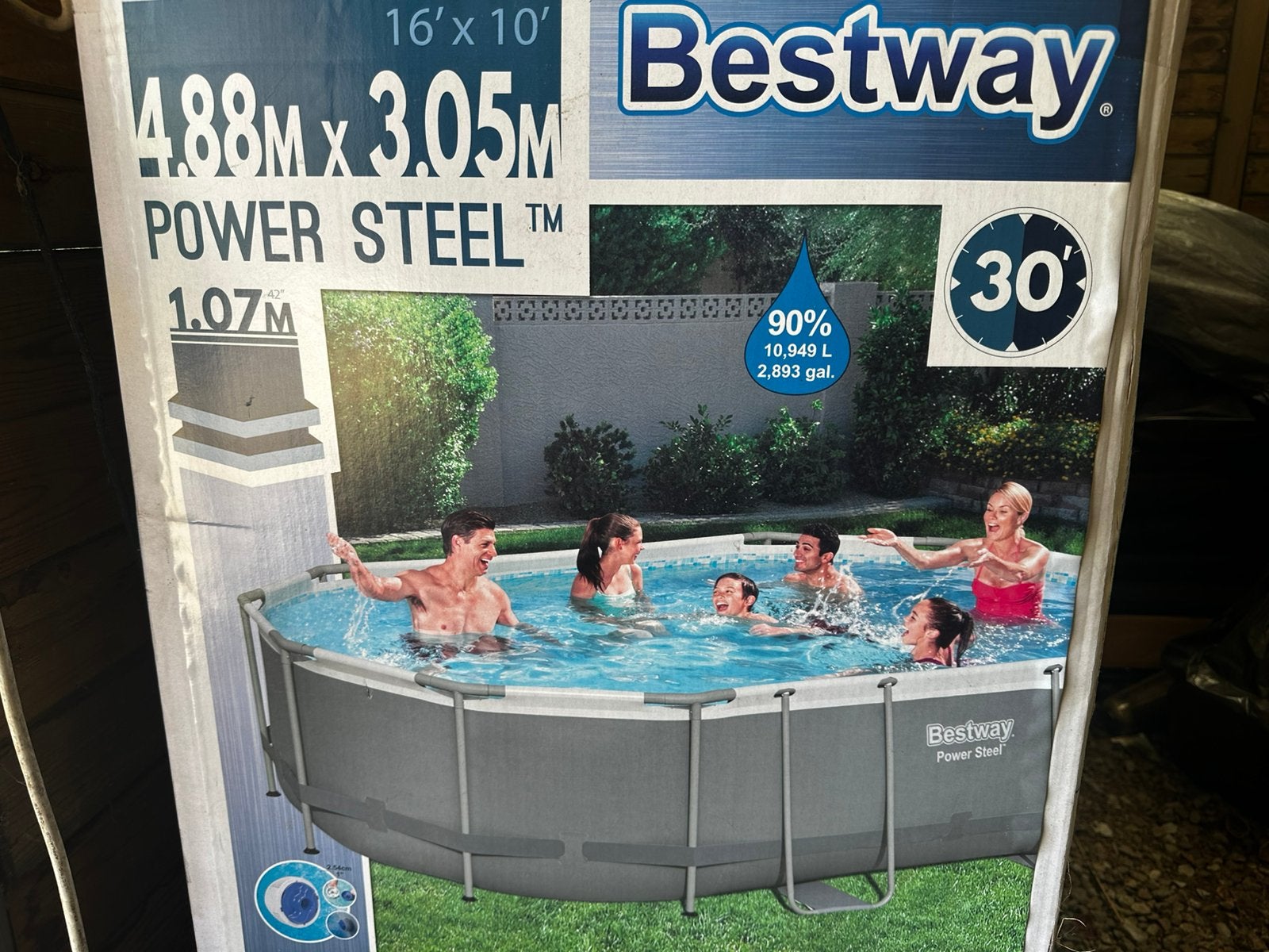 Zwembad 4,88x3,05x1,07, Jardin & Terrasse, Piscines, Utilisé, Piscines hors sol, 80 à 120 cm, 400 cm ou plus, 300 cm ou plus, Ovale
