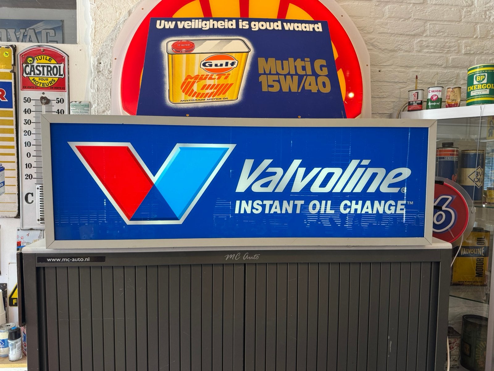 Valvoline motor olie oude reclame lichtbak, Ophalen, Gebruikt, ., Lichtbak of (neon) lamp