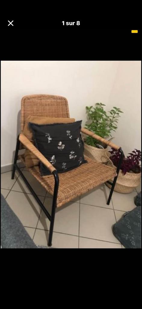 Fauteuil rotin bambou IKEA, Enlèvement, Comme neuf, Rotin