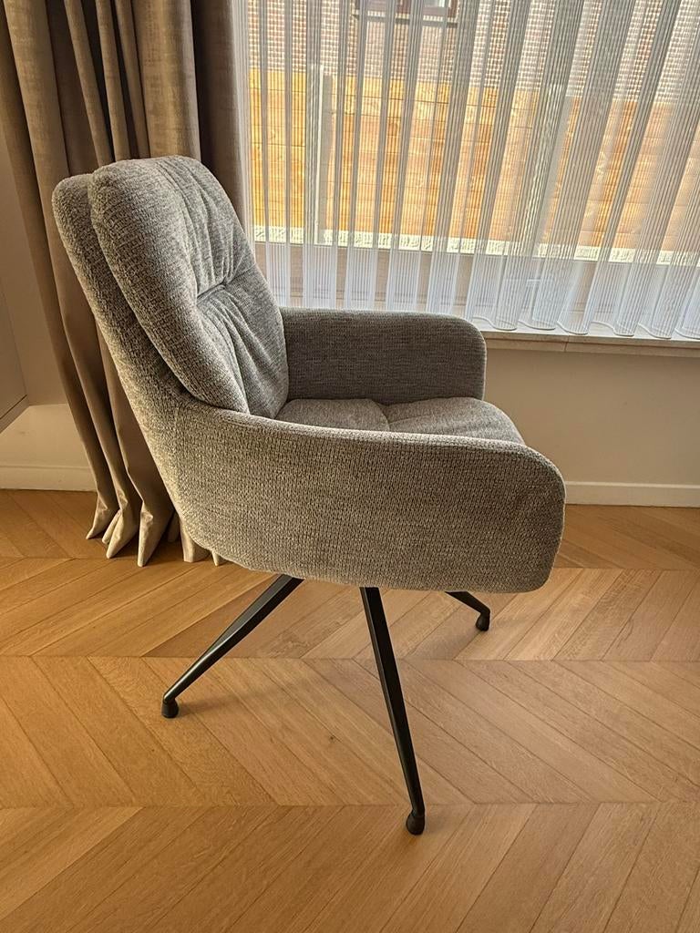 Chaise de salle à manger pivotante, Maison & Meubles, Chaises, Comme neuf, Tissus, Gris, Enlèvement