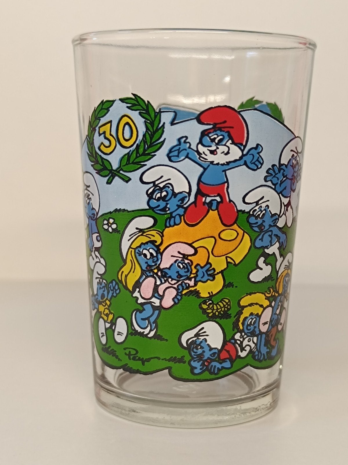 Smurfen Peyo Benedictin 1988 vintage glas, Ophalen of Verzenden