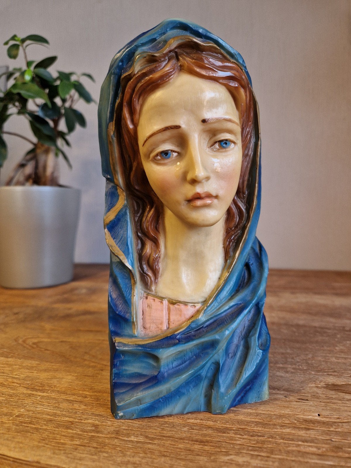 Vintage Italiaans Maria Borstbeeld (A. Santini) – 20,5 cm, Antiek en Kunst, Ophalen of Verzenden