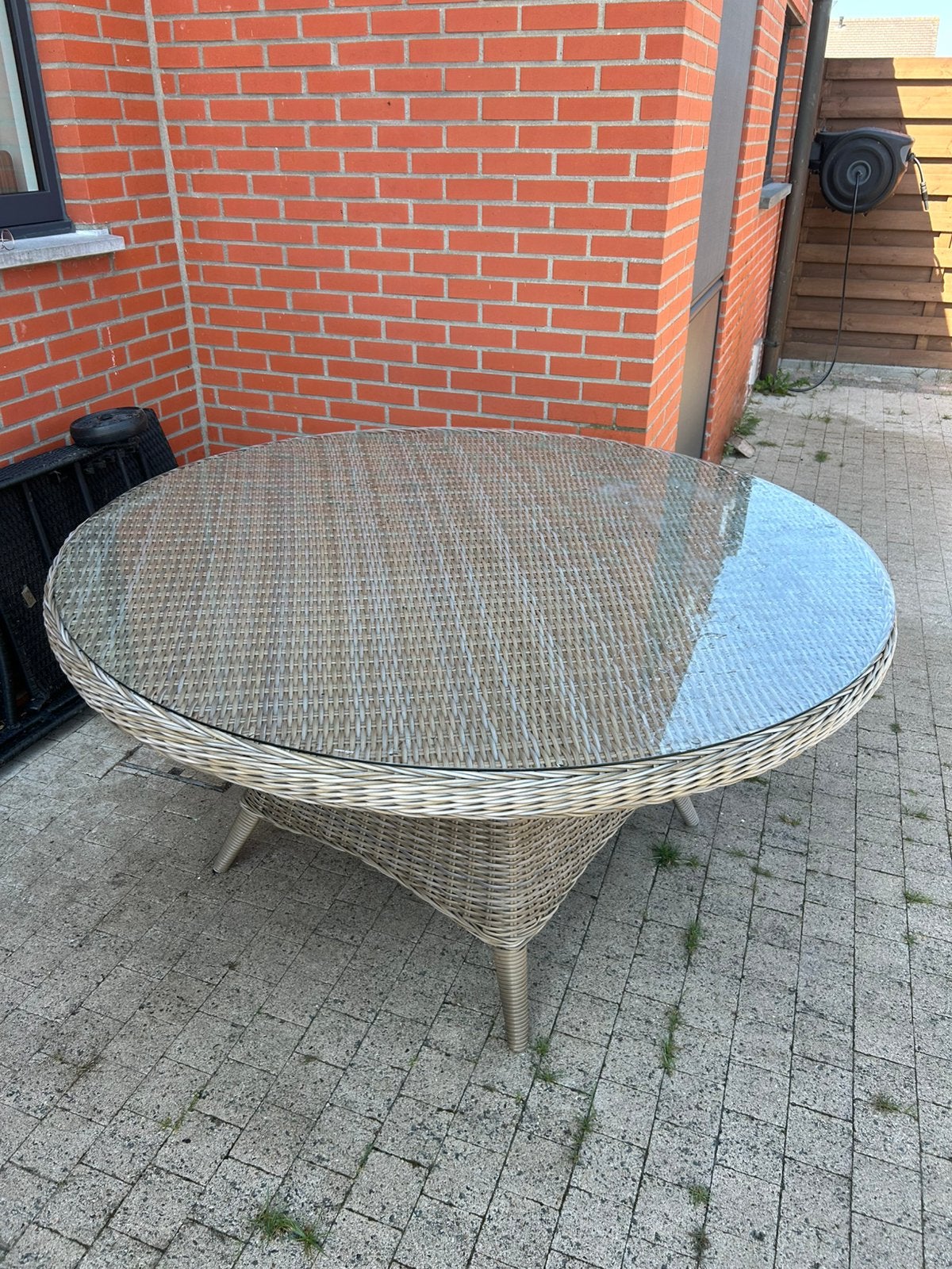 Ronde lounge tuintafel, Tuin en Terras, Tuintafels, Ophalen, Zo goed als nieuw, Rond, Kunststof