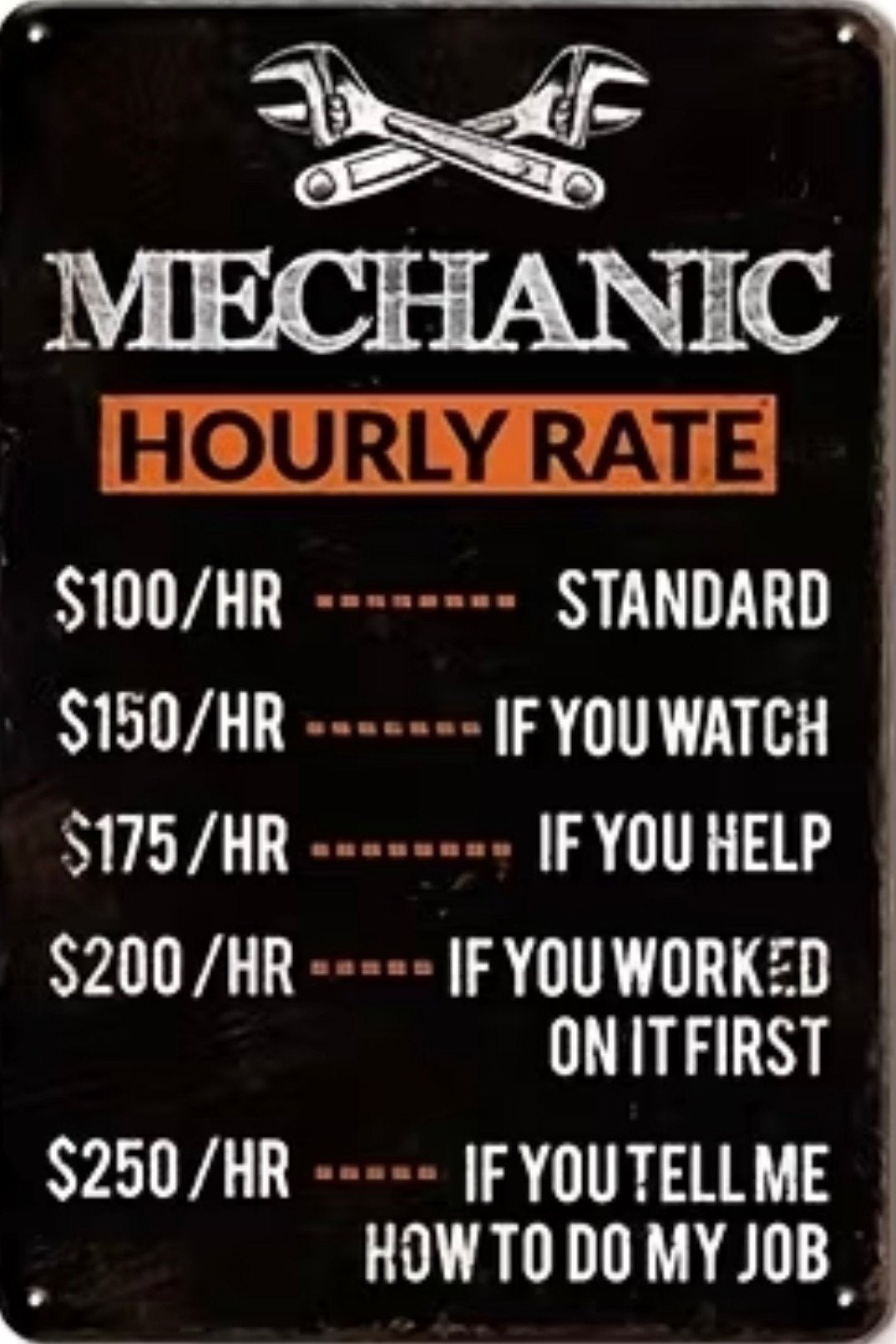 Panneau en bois Mechanic hourly rate - Vintage Mancave, Neuf, Avec image, Bois, 30 cm