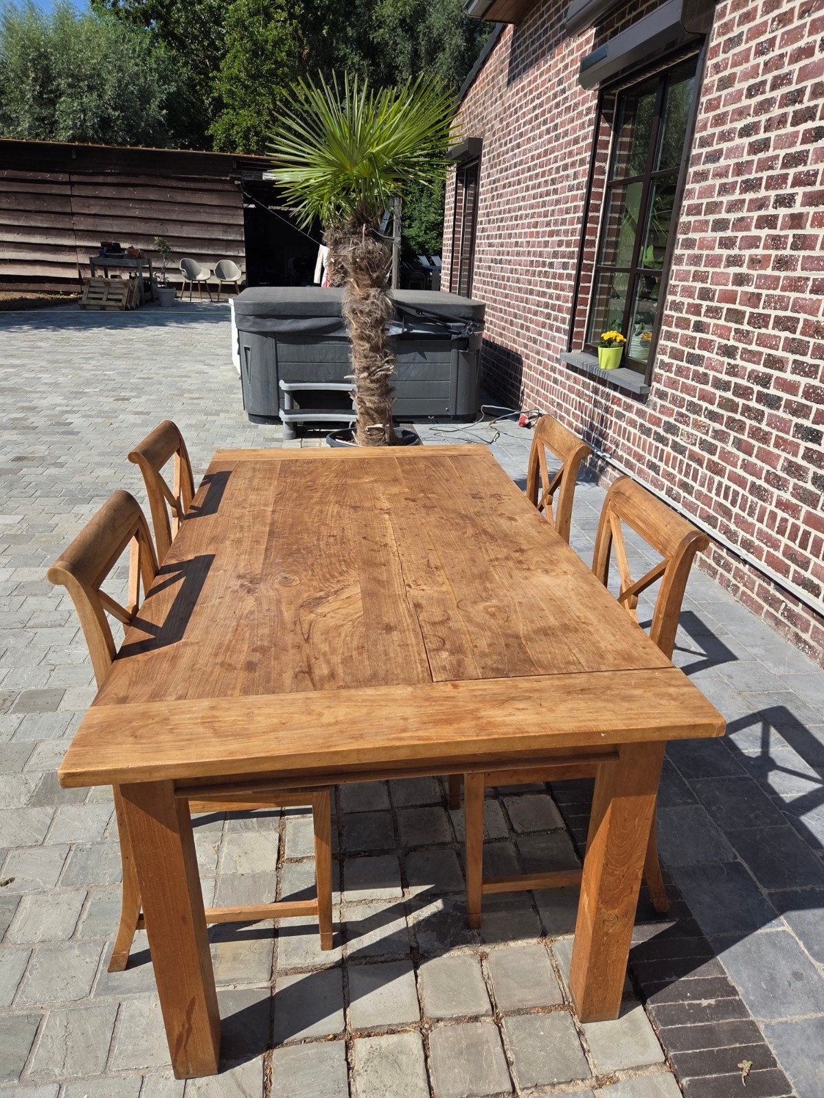 ☀️Koopje! mooie teak tafel met 4 stoelen scapa stijl, Ophalen of Verzenden
