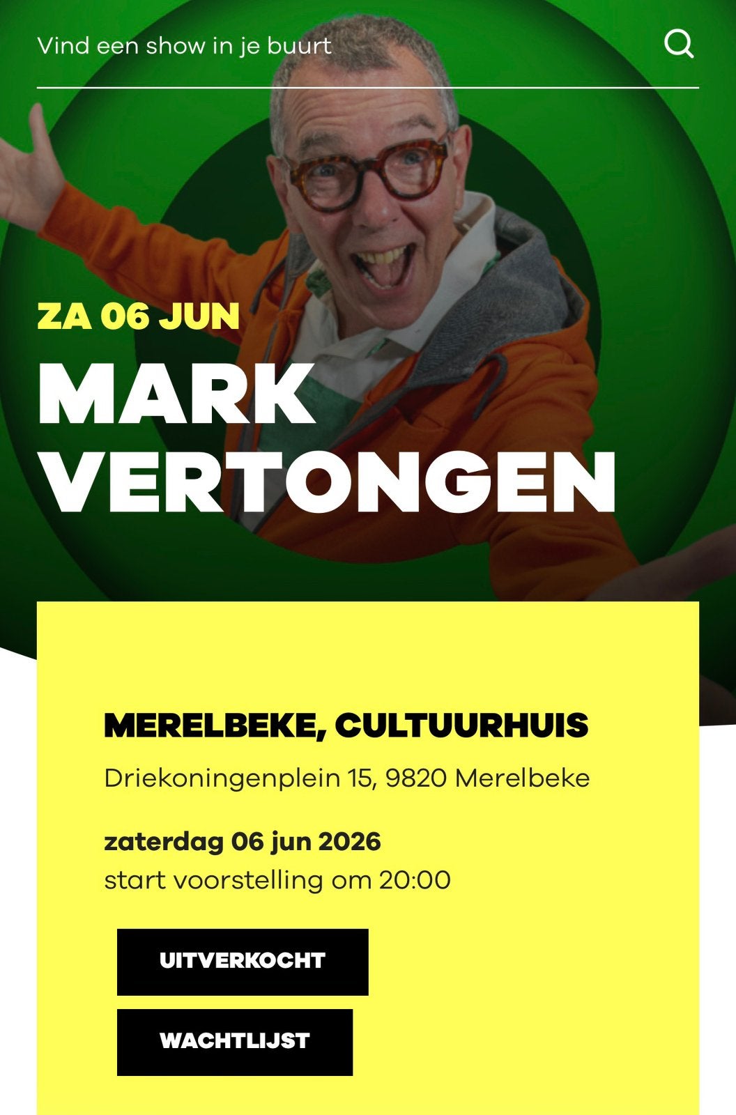 2 tickets voor Mark Vertongen te Merelbeke op 6 juni, Juin