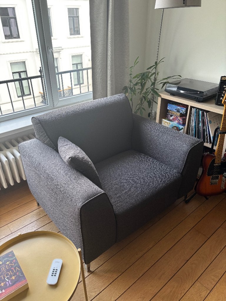 Grijze Fauteuil, Huis en Inrichting, Fauteuils, Ophalen, 75 tot 100 cm, Zo goed als nieuw, 100 tot 125 cm