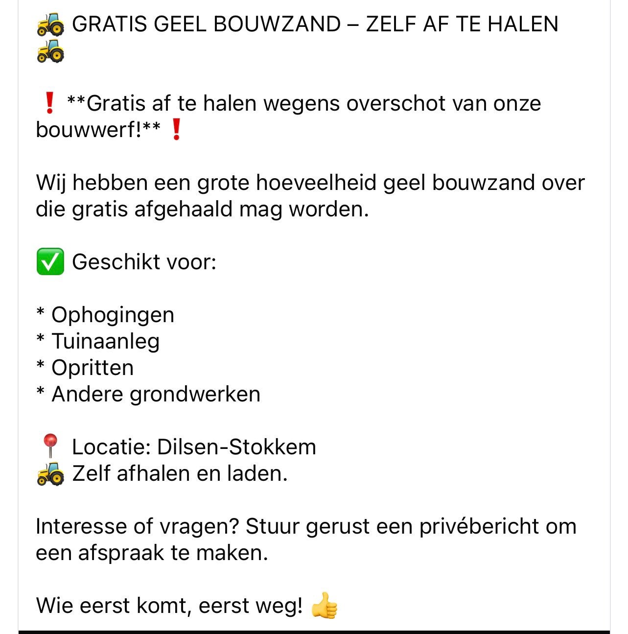 Gratis !!!!!, Ophalen