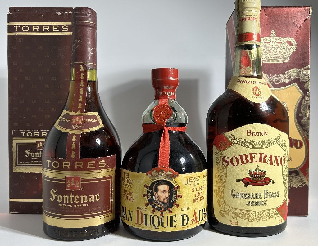 Spaanse Brandy's, oude kwaliteiten, Collections, Vins, Pleine, Comme neuf, Enlèvement, Autres types